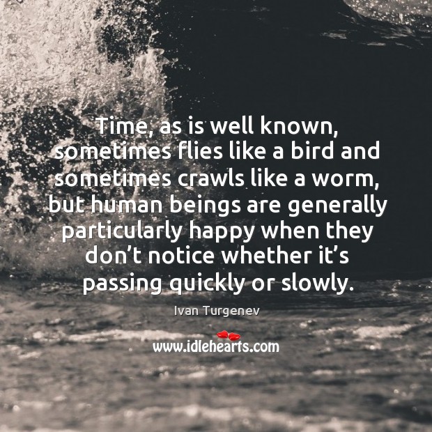 Time, as is well known, sometimes flies like a bird and sometimes crawls like a worm Ivan Turgenev Picture Quote