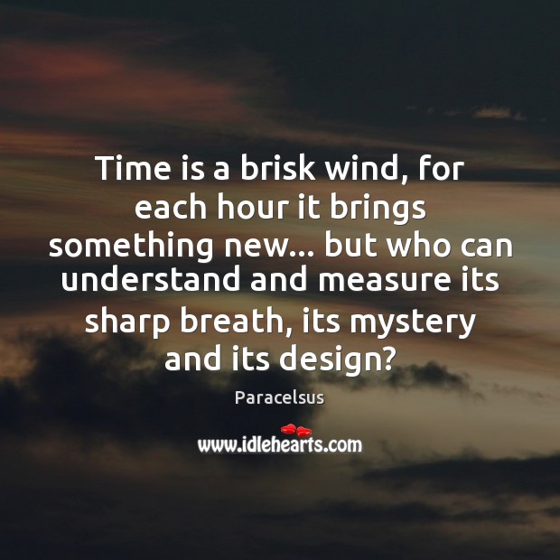 Time is a brisk wind, for each hour it brings something new… Paracelsus Picture Quote