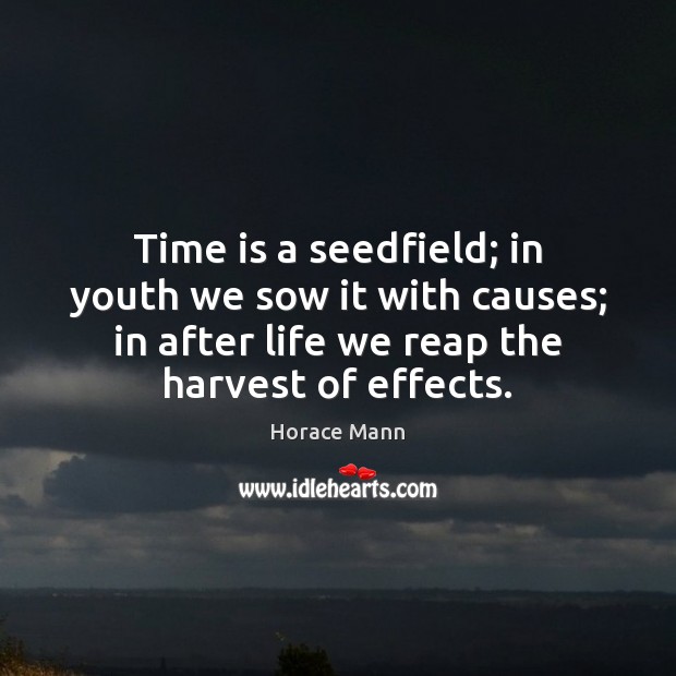 Time is a seedfield; in youth we sow it with causes; in Time Quotes Image
