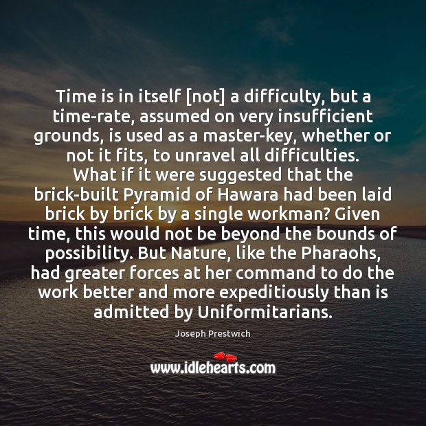 Time is in itself [not] a difficulty, but a time-rate, assumed on Time Quotes Image