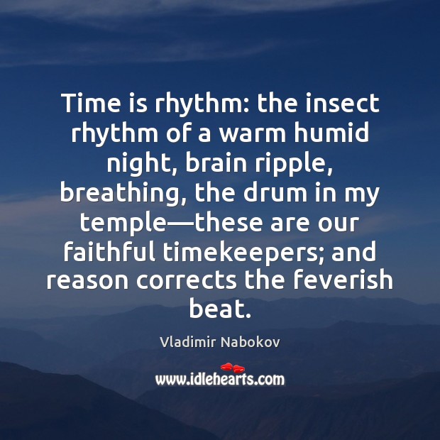 Time is rhythm: the insect rhythm of a warm humid night, brain Vladimir Nabokov Picture Quote
