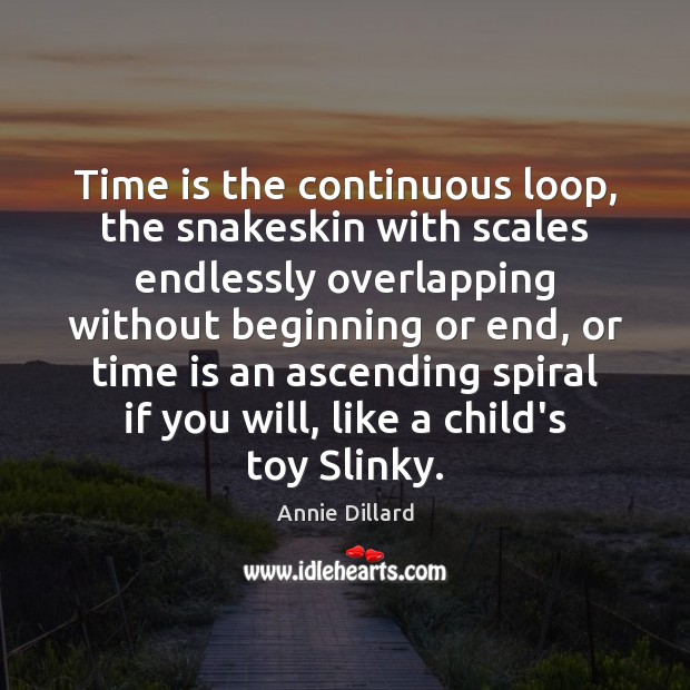 Time is the continuous loop, the snakeskin with scales endlessly overlapping without Annie Dillard Picture Quote