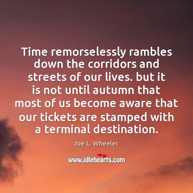 Time remorselessly rambles down the corridors and streets of our lives. but Joe L. Wheeler Picture Quote
