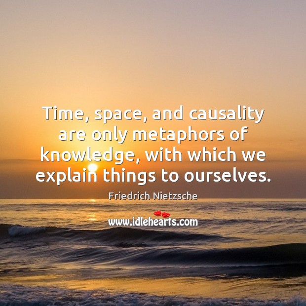 Time, space, and causality are only metaphors of knowledge, with which we Image