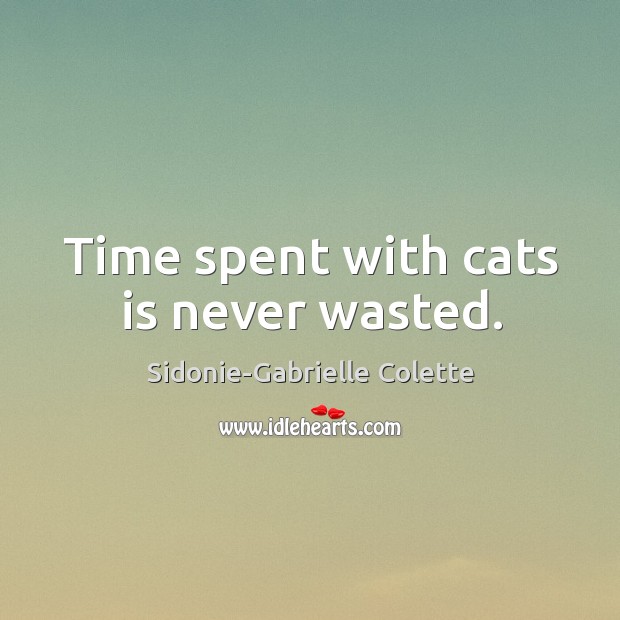 Time spent with cats is never wasted. Sidonie-Gabrielle Colette Picture Quote