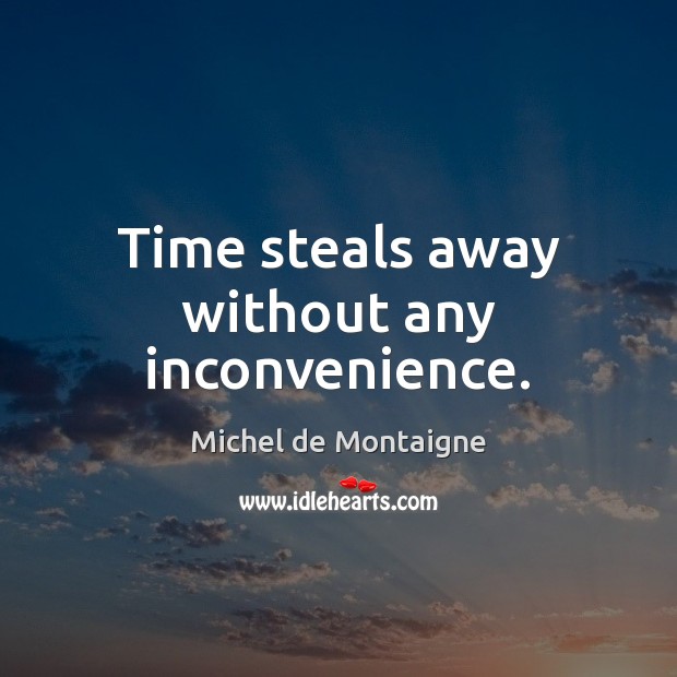 Time steals away without any inconvenience. Michel de Montaigne Picture Quote