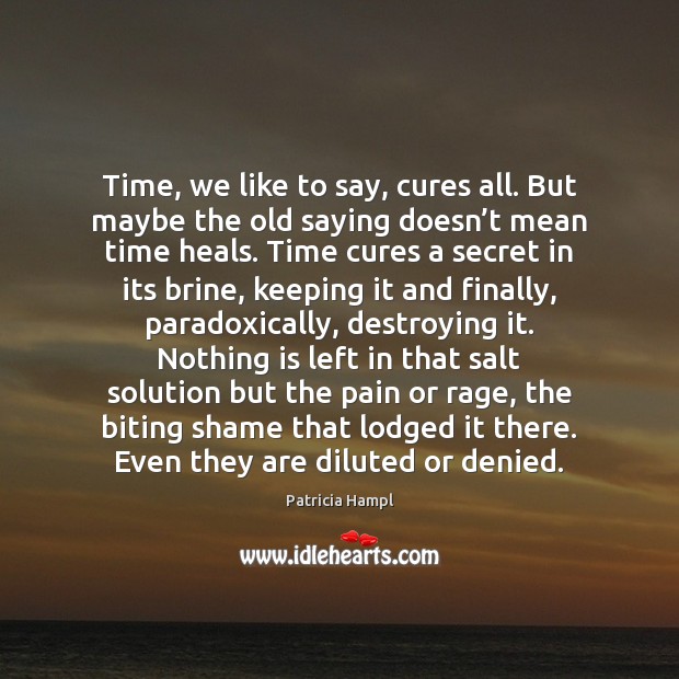 Time, we like to say, cures all. But maybe the old saying Patricia Hampl Picture Quote