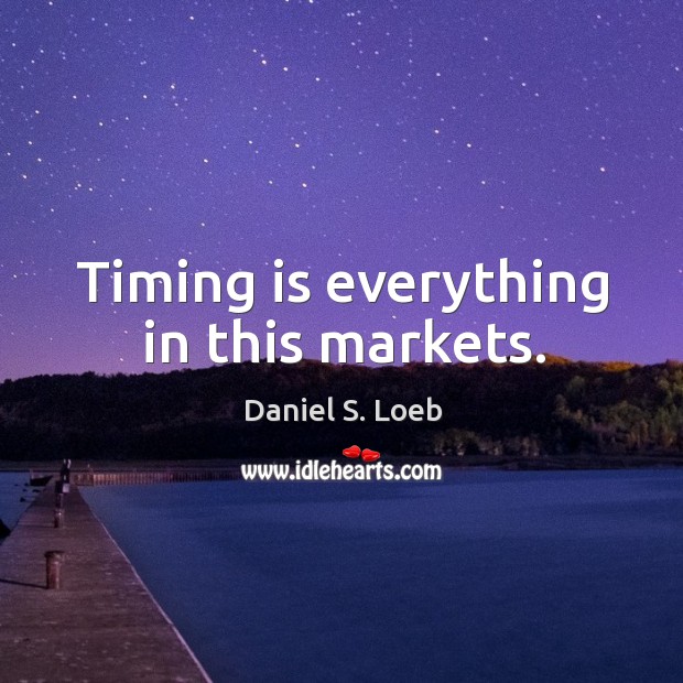 Timing is everything in this markets. Image