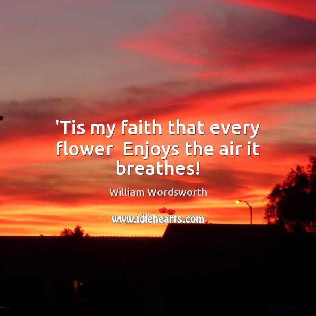 ‘Tis my faith that every flower  Enjoys the air it breathes! William Wordsworth Picture Quote