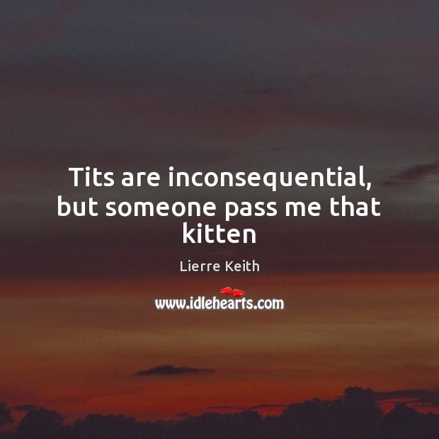 Tits are inconsequential, but someone pass me that kitten Lierre Keith Picture Quote