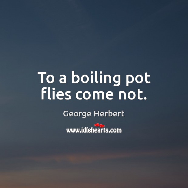 To a boiling pot flies come not. George Herbert Picture Quote