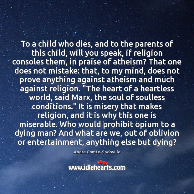 To a child who dies, and to the parents of this child, Image