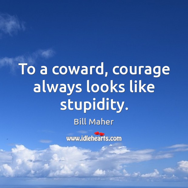 To a coward, courage always looks like stupidity. Bill Maher Picture Quote