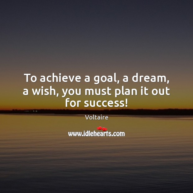 To achieve a goal, a dream, a wish, you must plan it out for success! Image