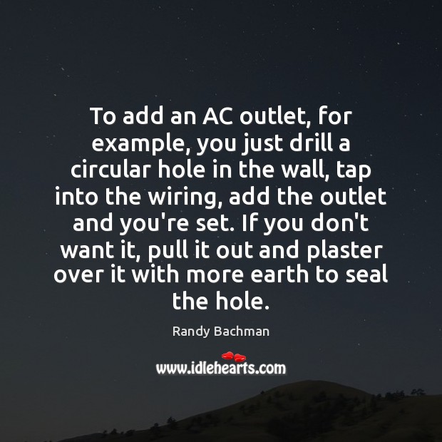 To add an AC outlet, for example, you just drill a circular Image