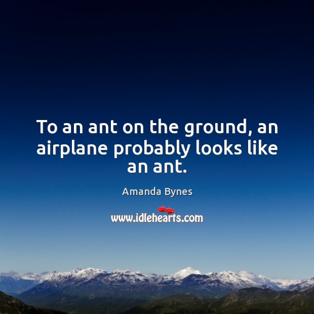 To an ant on the ground, an airplane probably looks like an ant. Amanda Bynes Picture Quote