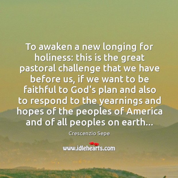 To awaken a new longing for holiness: this is the great pastoral Image