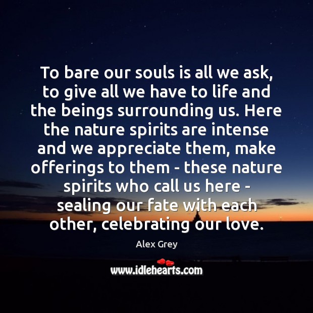 To bare our souls is all we ask, to give all we Alex Grey Picture Quote