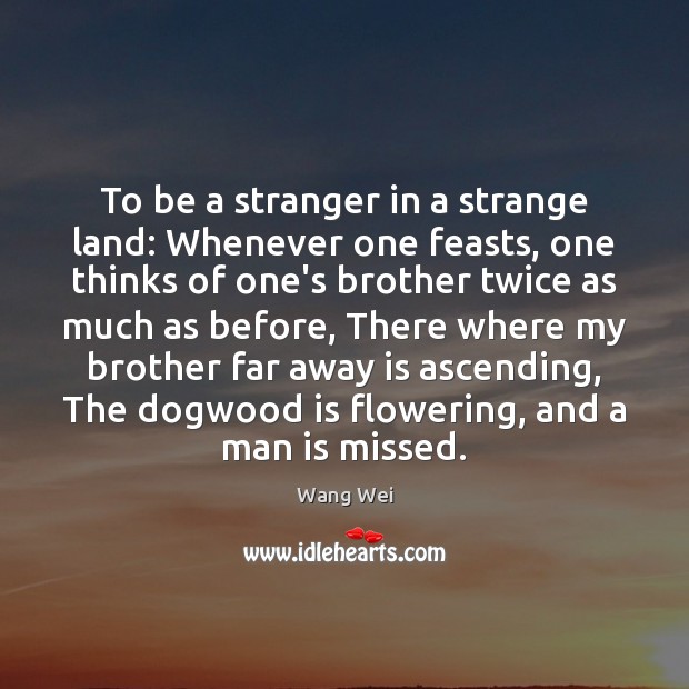 To be a stranger in a strange land: Whenever one feasts, one Brother Quotes Image