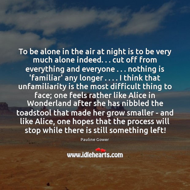 To be alone in the air at night is to be very Pauline Gower Picture Quote