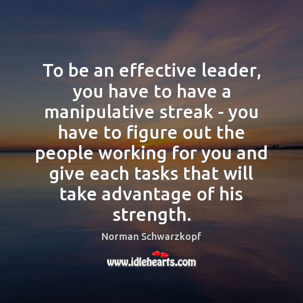 To be an effective leader, you have to have a manipulative streak Image