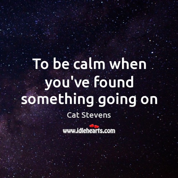 To be calm when you’ve found something going on Image