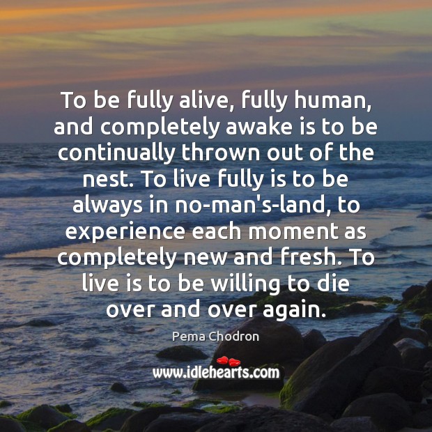 To be fully alive, fully human, and completely awake is to be Pema Chodron Picture Quote