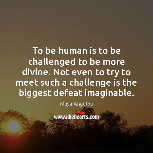 To be human is to be challenged to be more divine. Not Image