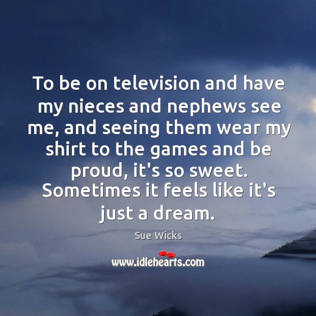 To be on television and have my nieces and nephews see me, Sue Wicks Picture Quote