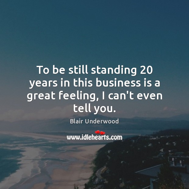 To be still standing 20 years in this business is a great feeling, I can’t even tell you. Blair Underwood Picture Quote