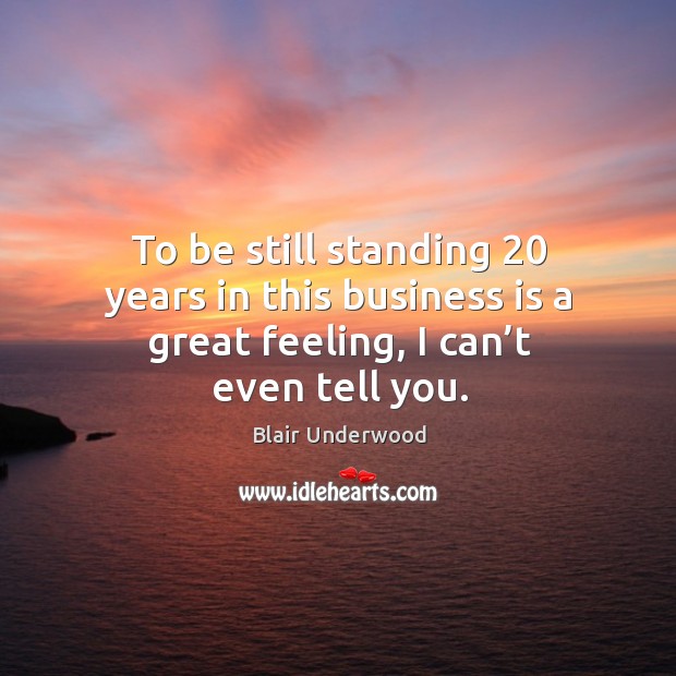 To be still standing 20 years in this business is a great feeling, I can’t even tell you. Blair Underwood Picture Quote