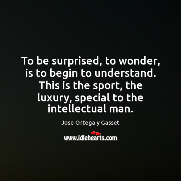 To be surprised, to wonder, is to begin to understand. This is Jose Ortega y Gasset Picture Quote