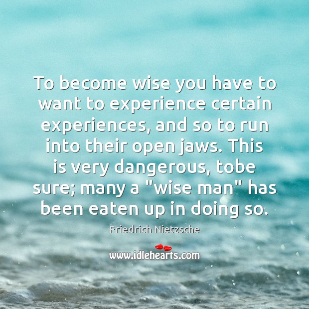 To become wise you have to want to experience certain experiences, and Friedrich Nietzsche Picture Quote