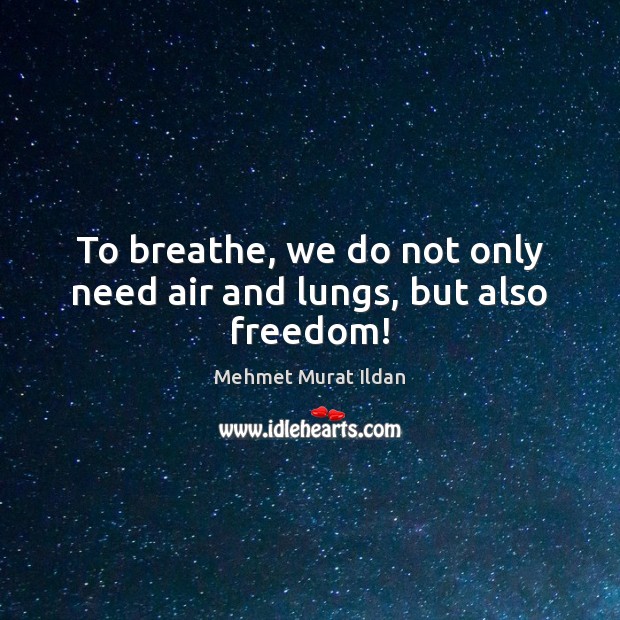 To breathe, we do not only need air and lungs, but also freedom! Mehmet Murat Ildan Picture Quote