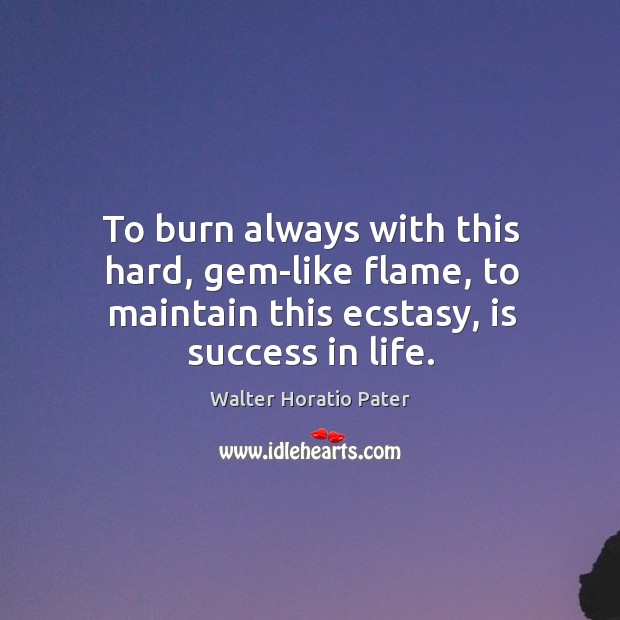 To burn always with this hard, gem-like flame, to maintain this ecstasy, is success in life. Image
