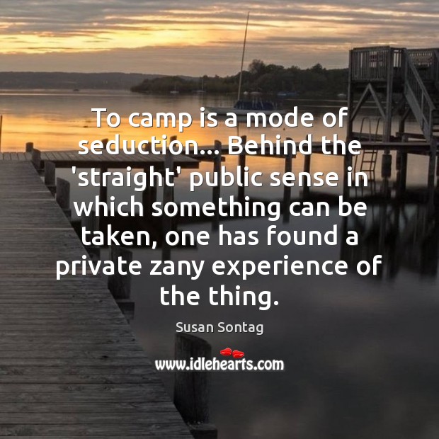To camp is a mode of seduction… Behind the ‘straight’ public sense Image