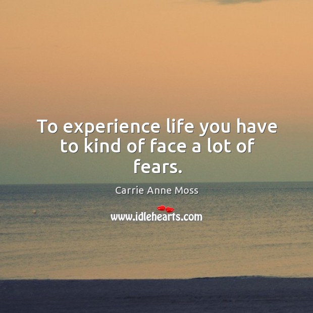 To experience life you have to kind of face a lot of fears. Carrie Anne Moss Picture Quote