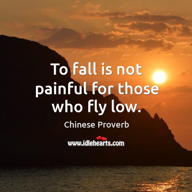 To fall is not painful for those who fly low. Chinese Proverbs Image