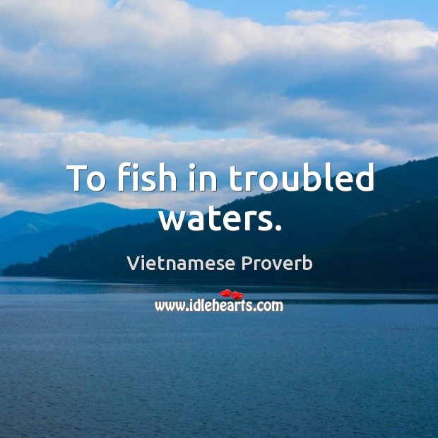 To fish in troubled waters. Vietnamese Proverbs Image