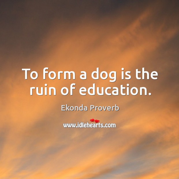 To form a dog is the ruin of education. Ekonda Proverbs Image