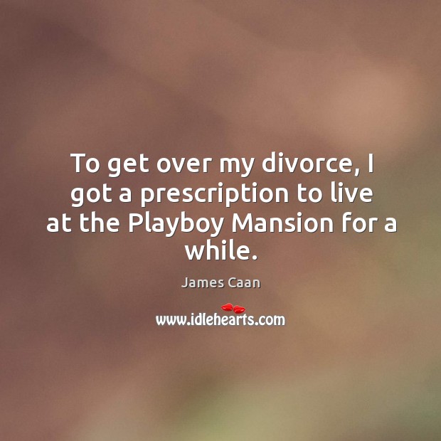 To get over my divorce, I got a prescription to live at the Playboy Mansion for a while. Image