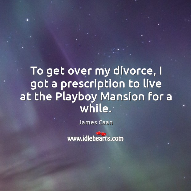 To get over my divorce, I got a prescription to live at the playboy mansion for a while. Image