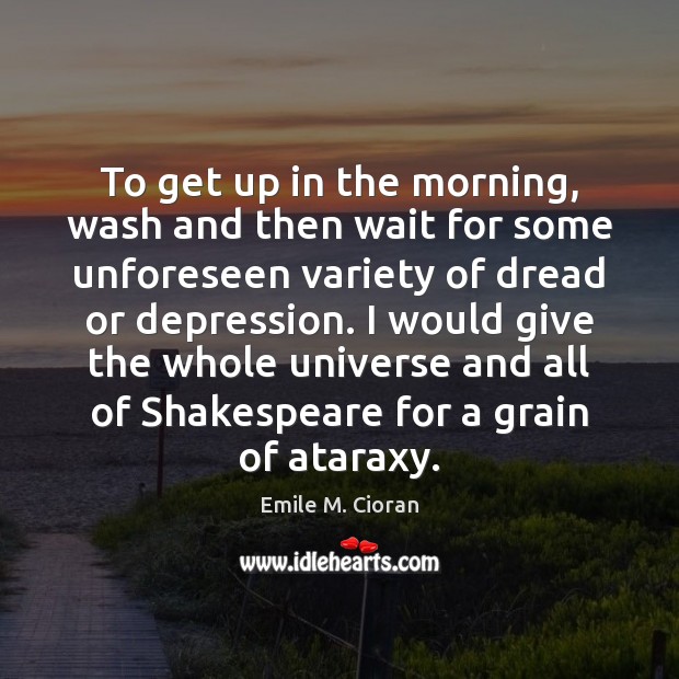 To get up in the morning, wash and then wait for some Emile M. Cioran Picture Quote