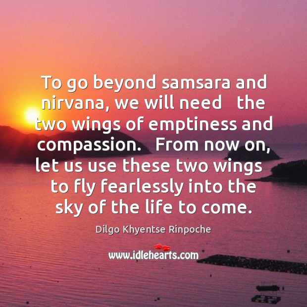 To go beyond samsara and nirvana, we will need   the two wings Dilgo Khyentse Rinpoche Picture Quote