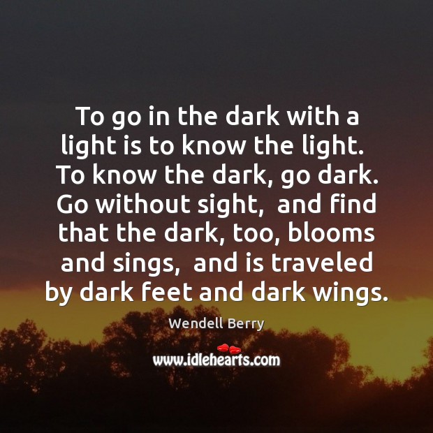 To go in the dark with a light is to know the Image