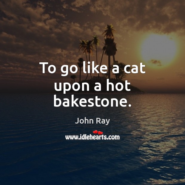 To go like a cat upon a hot bakestone. John Ray Picture Quote