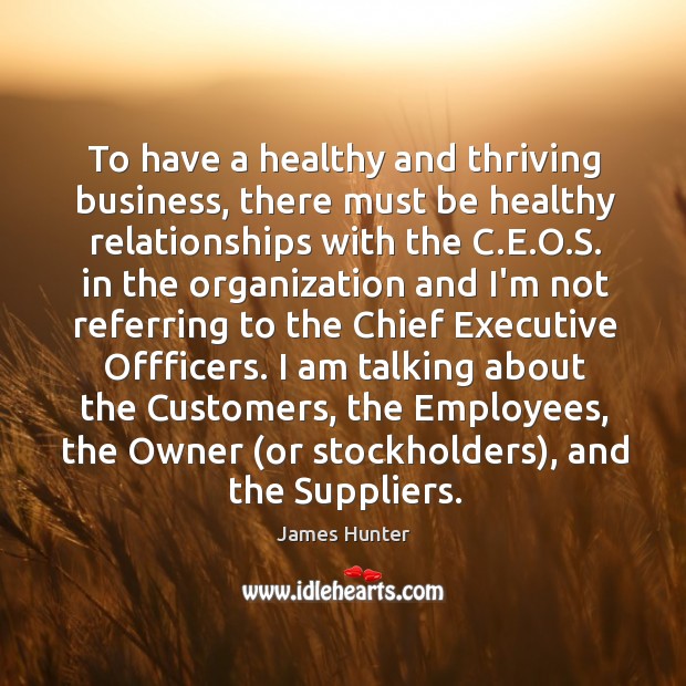 To have a healthy and thriving business, there must be healthy relationships James Hunter Picture Quote