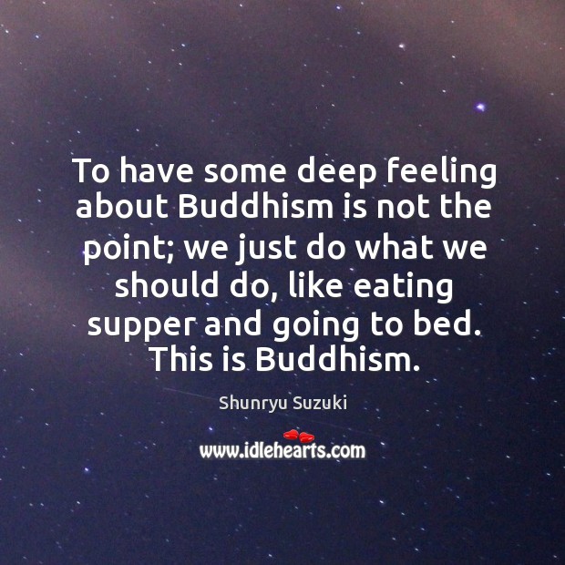 To have some deep feeling about Buddhism is not the point; we Image