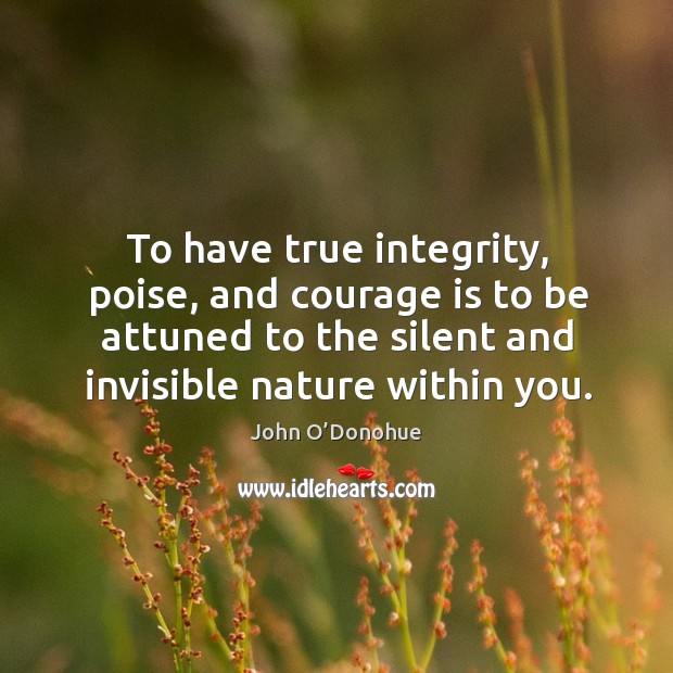 To have true integrity, poise, and courage is to be attuned to Image