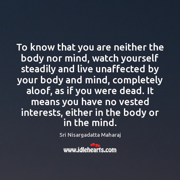 To know that you are neither the body nor mind, watch yourself Image